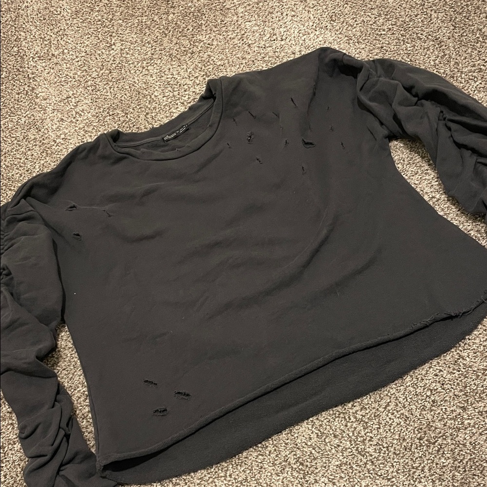 Zara Charcoal Distressed Hoodie